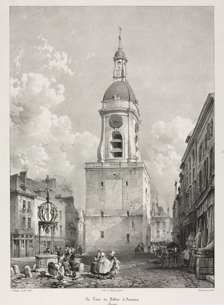 Viajes pintorescos y románticos en la vieja Francia, Picardie: La torre del campanario de Amiens, Picardie, después de François Bonhommé (francés, 1809-1881) ) de Louis Haghe