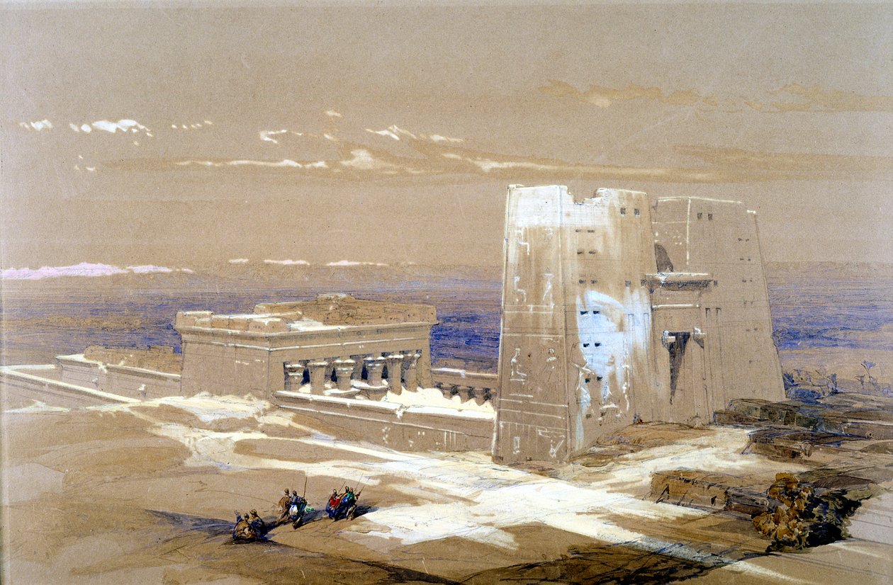 Templo de arenisca de Edfu, dedicado al dios Horus con cabeza de halcón, Egipto, 1838 de Louis Haghe
