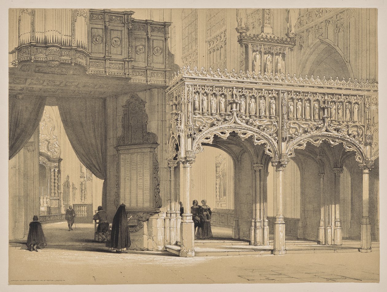 Bocetos en Bélgica y Alemania, Primera Serie, Pantalla en la Catedral de San Pedro, Lovaina de Louis Haghe