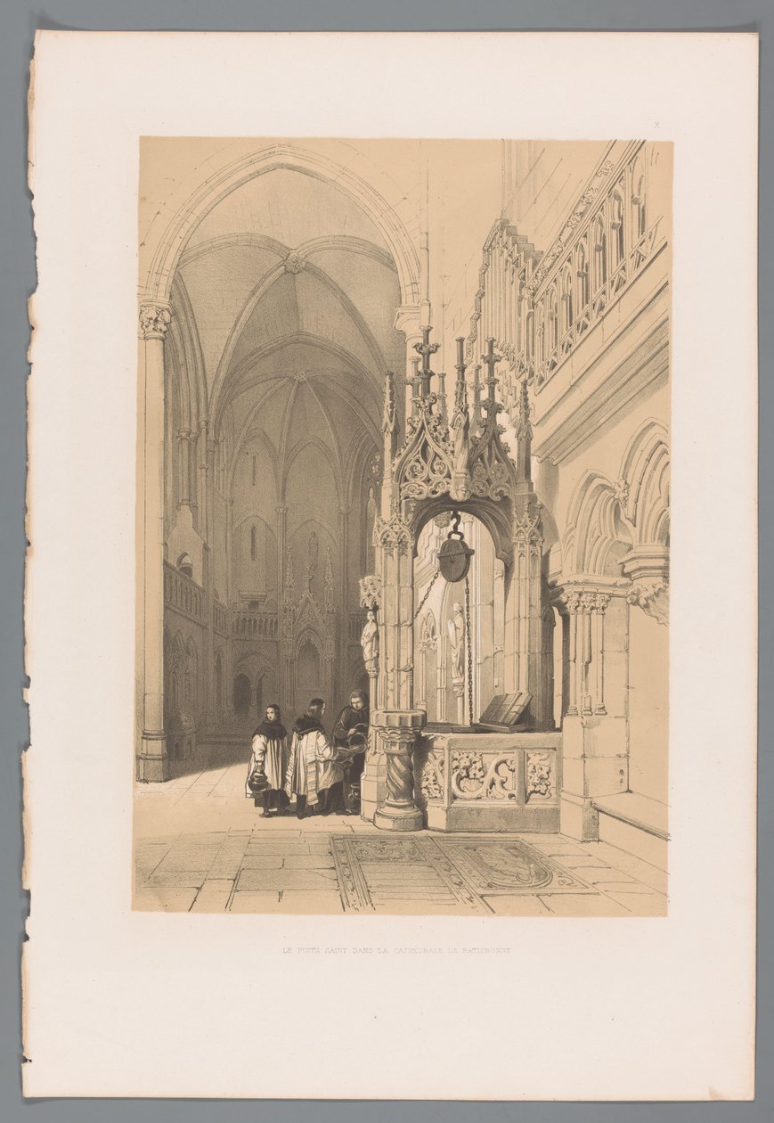 Cascada en por Dom van Regensburg El Pozo Sagrado en la Catedral de Ratisbona (título sobre el objeto) de Louis Haghe