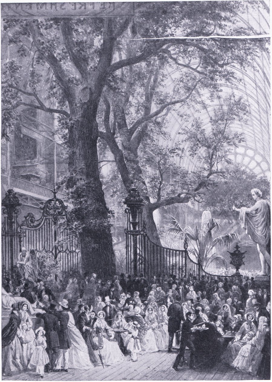 Interior de la Gran Exposición Internacional 1851, de Cassells Historia del Pueblo Británico publicada por la Waverley Book Company Limited, c.1940 de Louis Hague