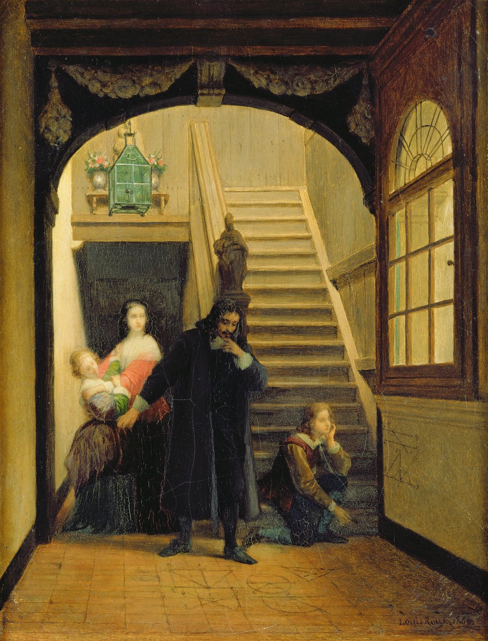 Escena de la juventud de Blaise Pascal (1623-62) 1860-70 de Louis Hector Leroux