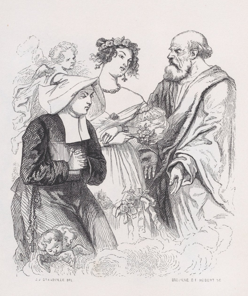 Las dos hermanas de la caridad de Las Obras Completas de Béranger, 1836 de Louis Henri Brevière, Cesar Auguste Hebert