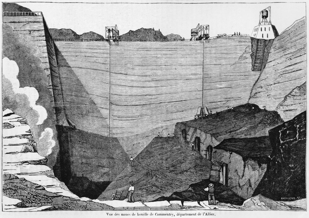 La mina de carbón en Commentry, ilustración de Le Magasin Pittoresque, 1835 de Louis Henri Brévière