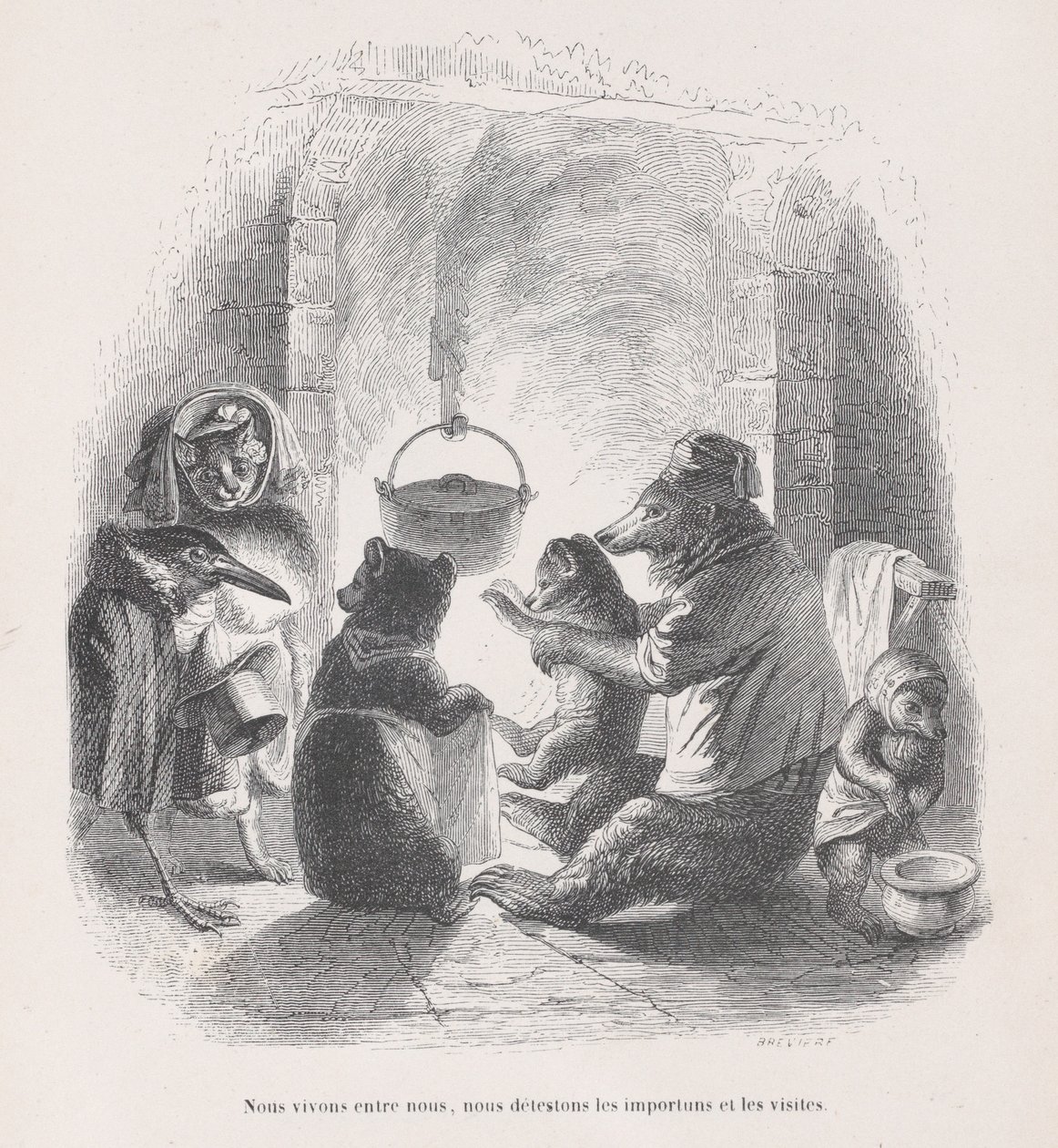 Vivimos entre nosotros, odiamos las molestias y las visitas de Escenas de..., ca. 1837-47 de Louis Henri Brévière