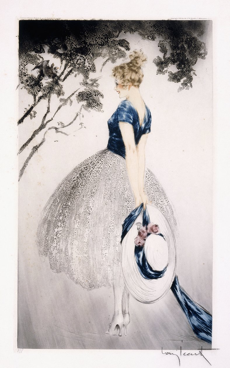 En el nido, c.1922 (aguafuerte y punta seca) de Louis Icart
