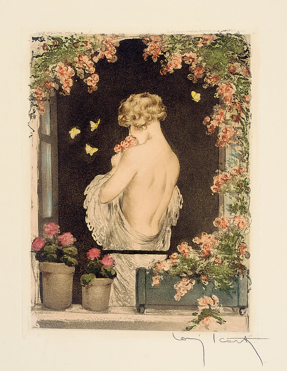 Las cuatro estaciones: Verano, c.1928 (punta seca coloreada a mano y aguatinta) (véase también 745548-51) de Louis Icart