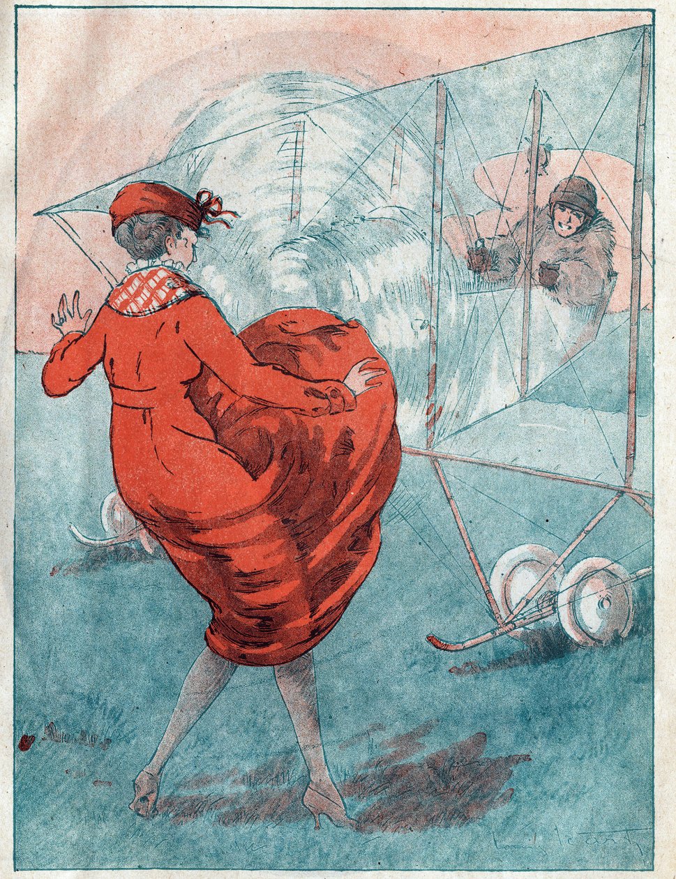 El viento favorable: hélice que hurga. Ilustración de Louis Icart (1888-1950) para la revista "Le Fantasio" de mayo de 1916. de Louis Icart