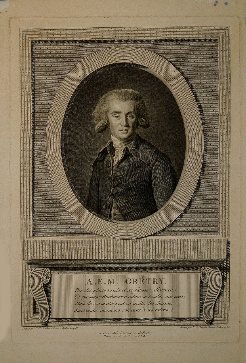 Retrato del compositor André Ernest Modeste Grétry, 1741-1813, 1786 de Louis Jacques Cathelin