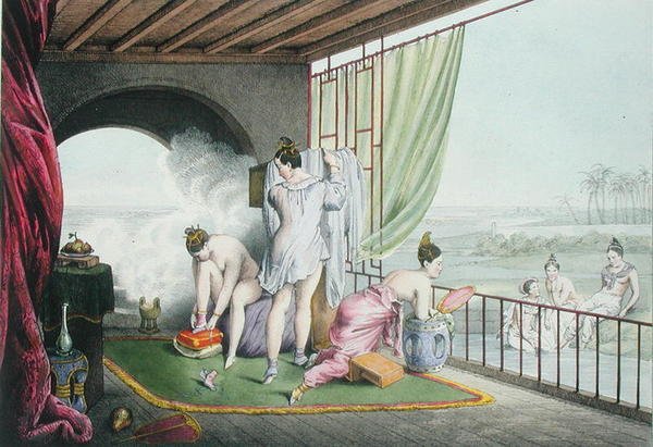 Bañistas en su tocador, publicado 1824-27 de Louis Jacques Nicolas Schaal