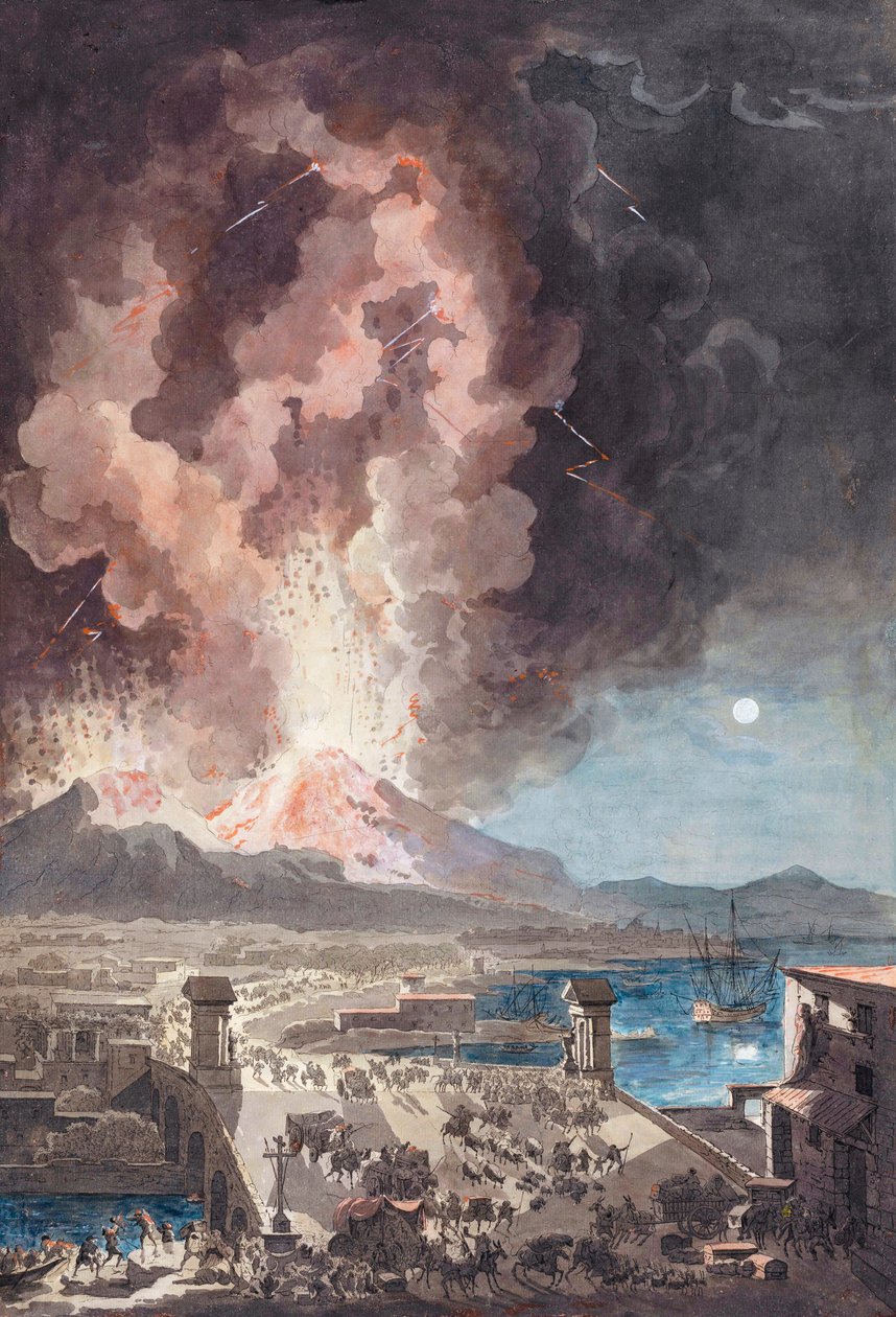 Erupción del Monte Vesubio, Italia, en 1779 de Louis Jean (after) Desprez