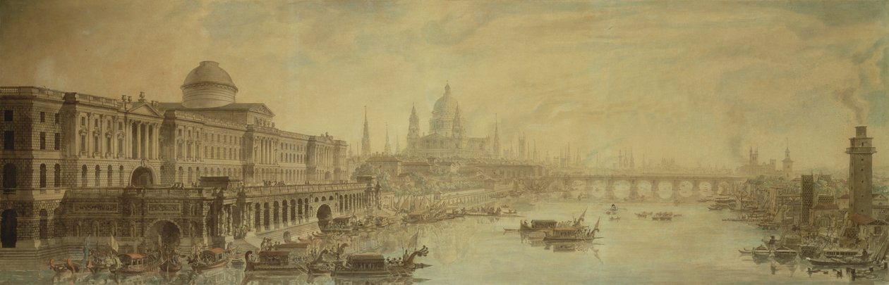 Somerset House, Catedral de San Pablo y Puente de Blackfriars de Louis Jean Desprez