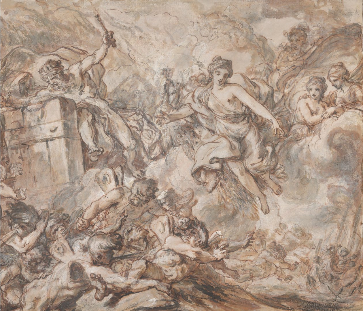 Juno Ordenando a Eolo Desatar los Vientos, 1775 de Louis Jean Jacques Durameau