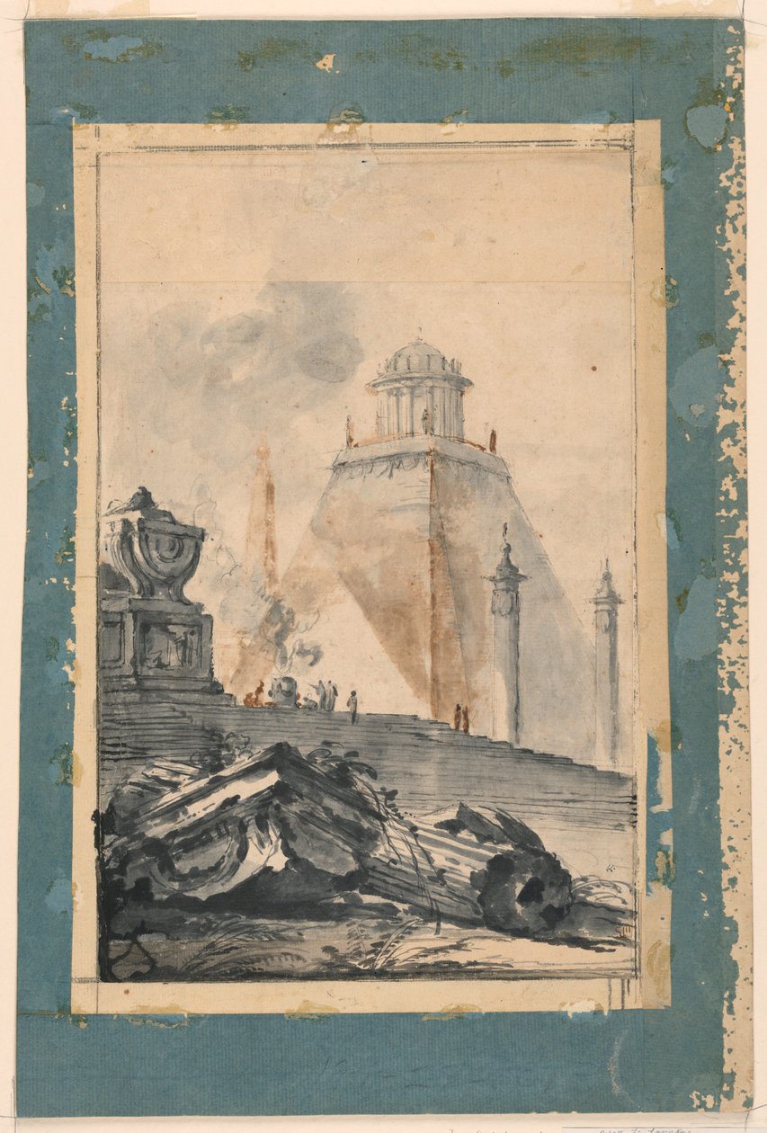 Fantasía Arquitectónica: Un Templo Circular sobre una Pirámide Truncada de Louis Joseph Le Lorrain