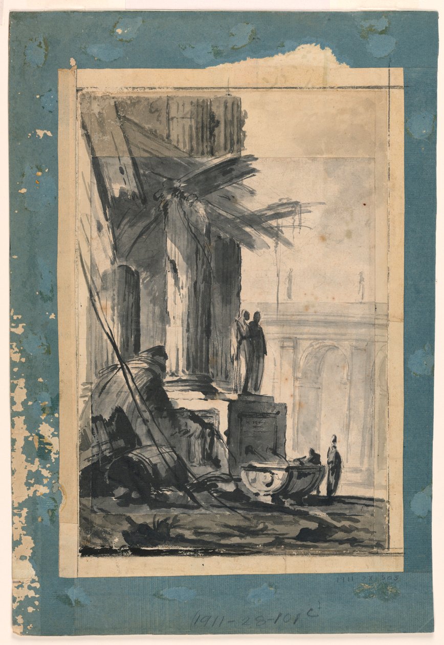 Dibujo, Fantasía de ruinas, hacia 1762 de Louis Joseph Le Lorrain