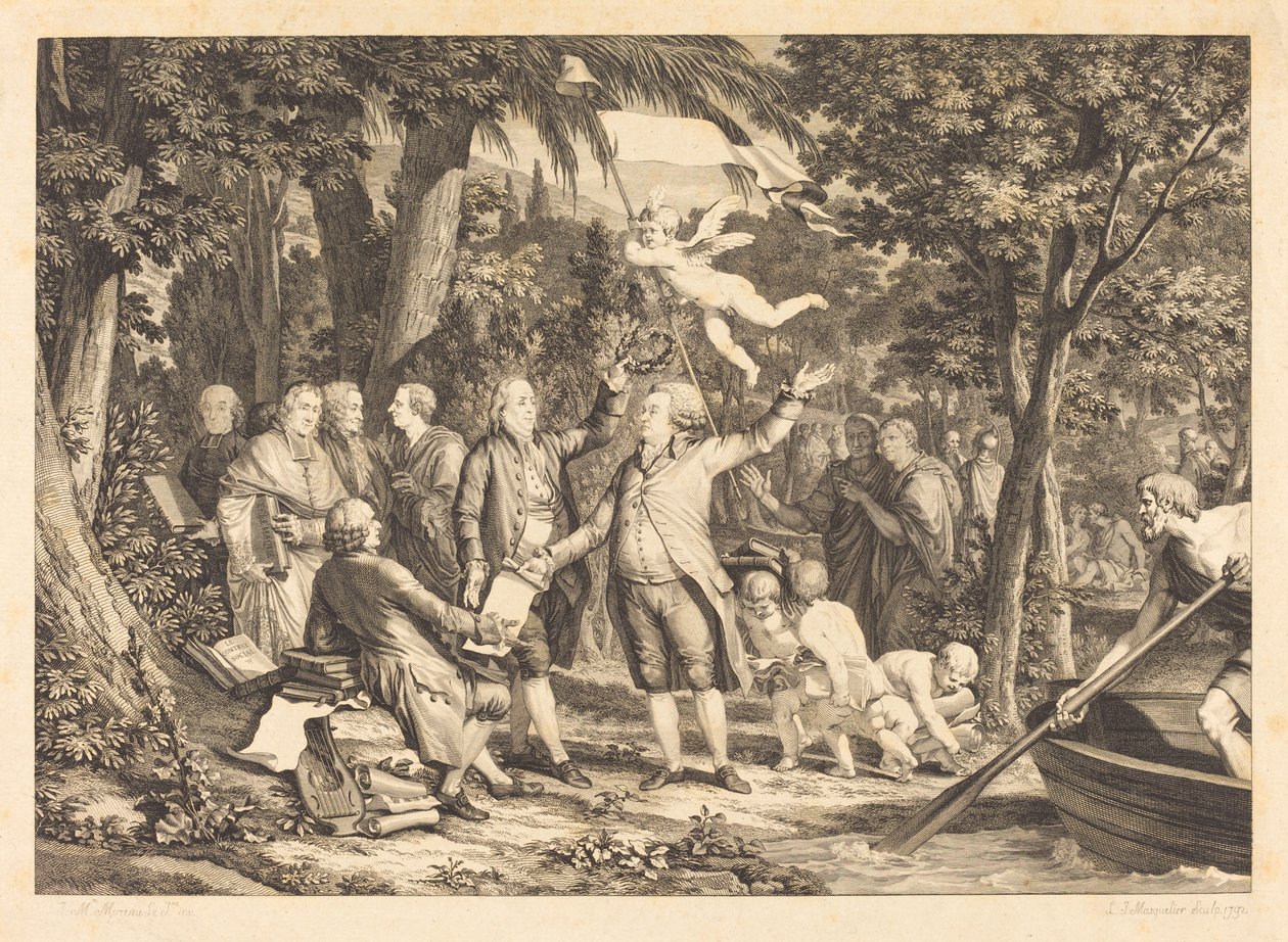 Mirabeau llega a los Campos Elíseos de Louis Joseph Masquelier after Jean Michel Moreau