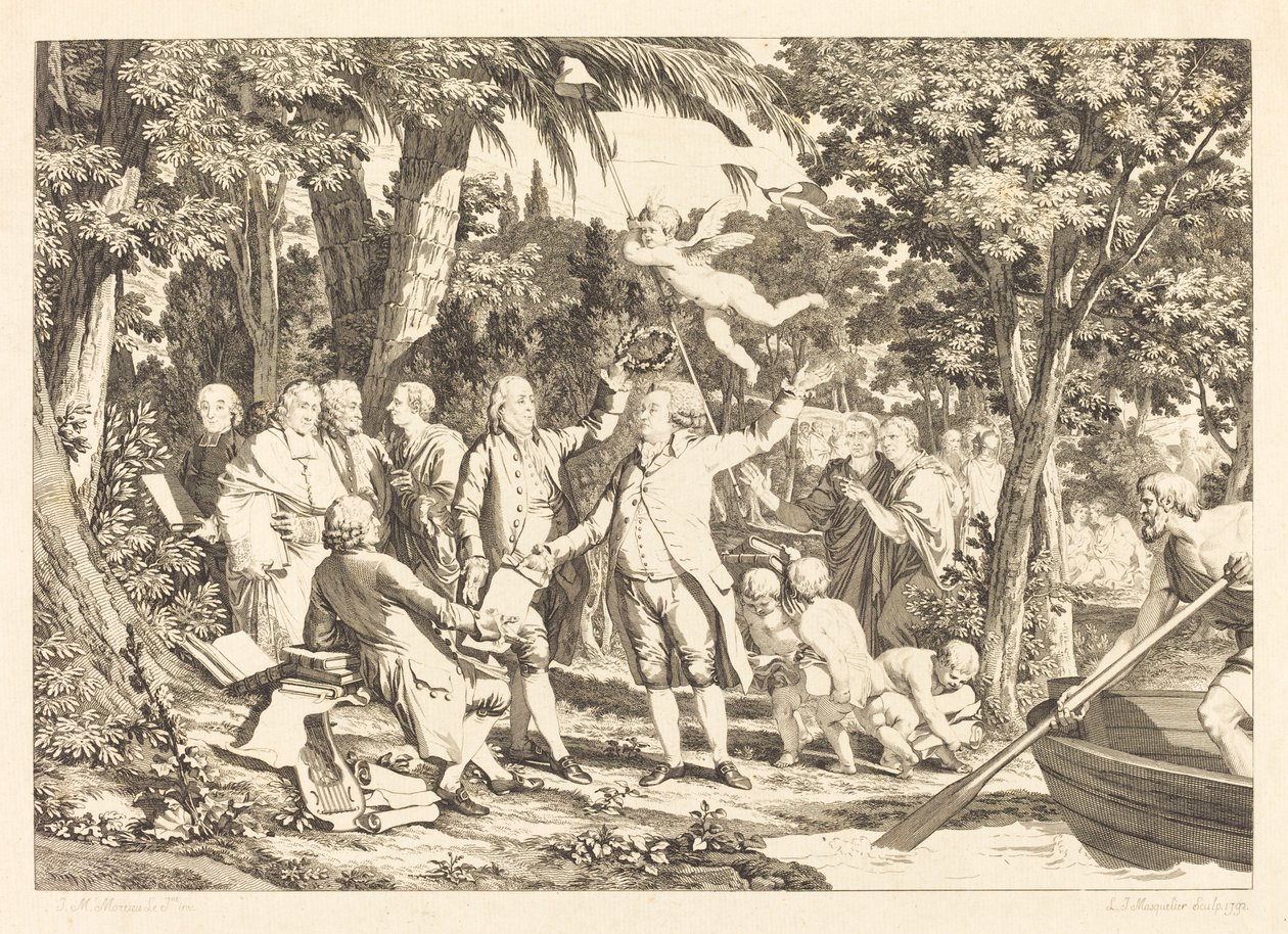 Mirabeau llega a los Campos Elíseos de Louis Joseph Masquelier after Jean Michel Moreau
