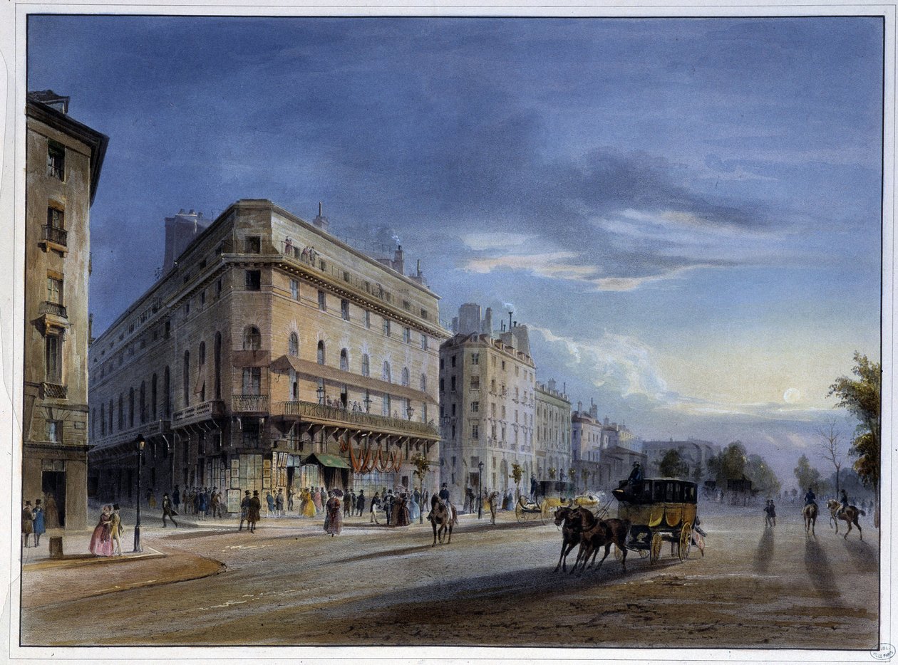 Boulevard des Italiens - en "Paris en 1837" de Arnout de Louis Jules Arnout