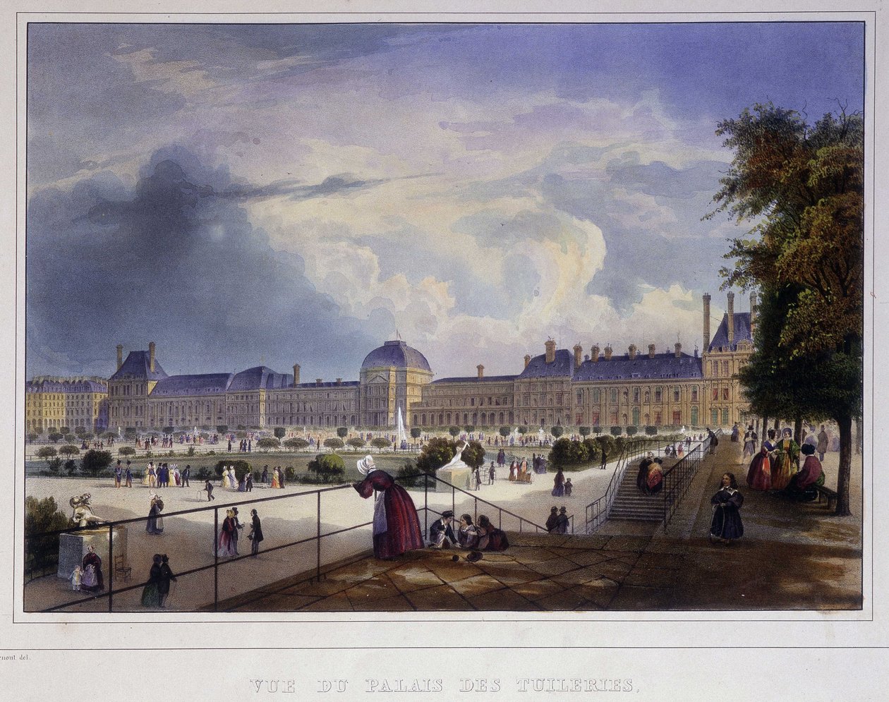 Vista del Palacio de las Tullerías en Paris en 1837 de Arnout de Louis Jules Arnout