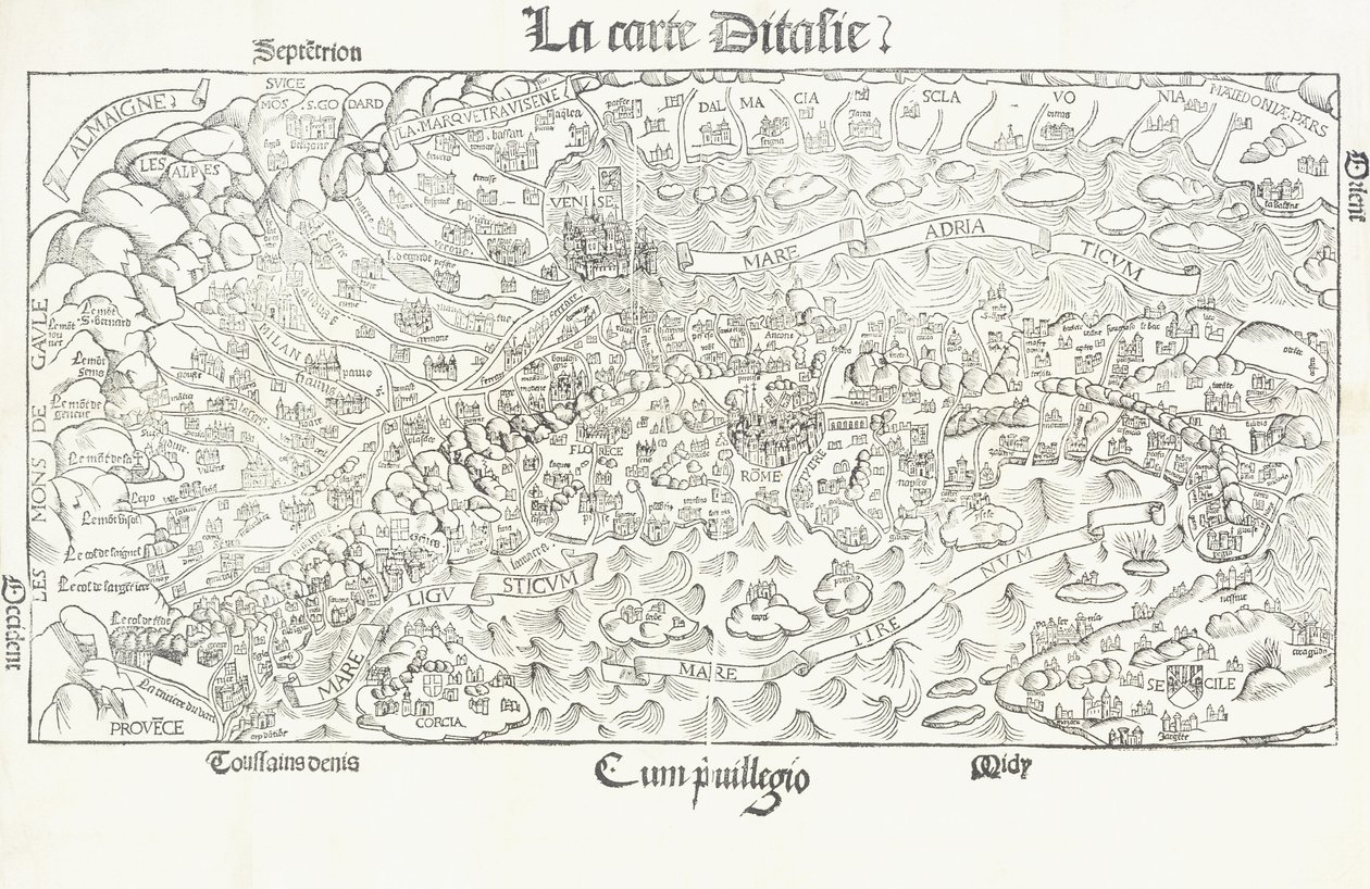 El mapa de Italia, c.1830 de Louis Julien Jacottet