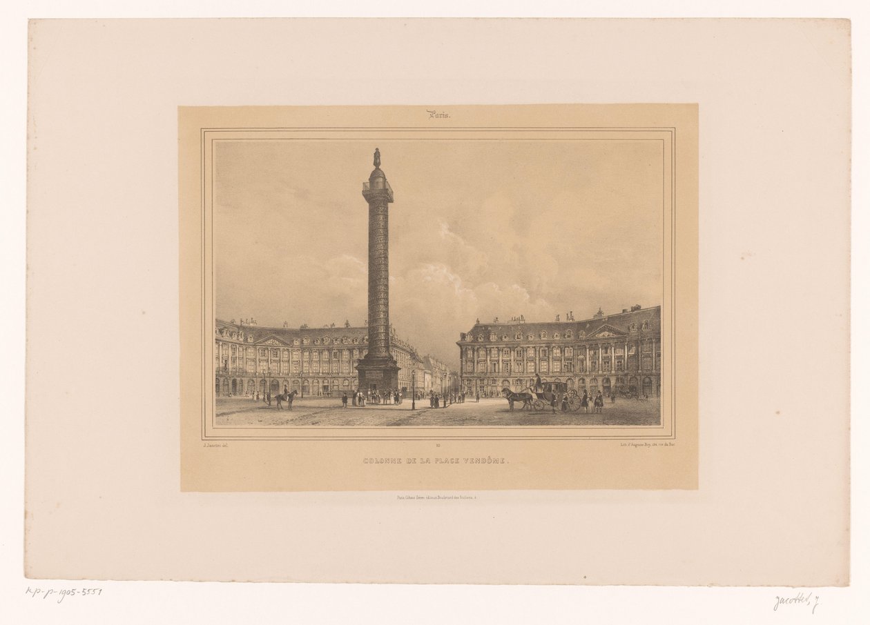 Vista de la Colonne Vendôme
Colonne de la Place Vendôme (título en el objeto)
Rostros en París y sus alrededores (título de la serie)
París (título de la serie en el objeto) de Louis Julien Jacottet