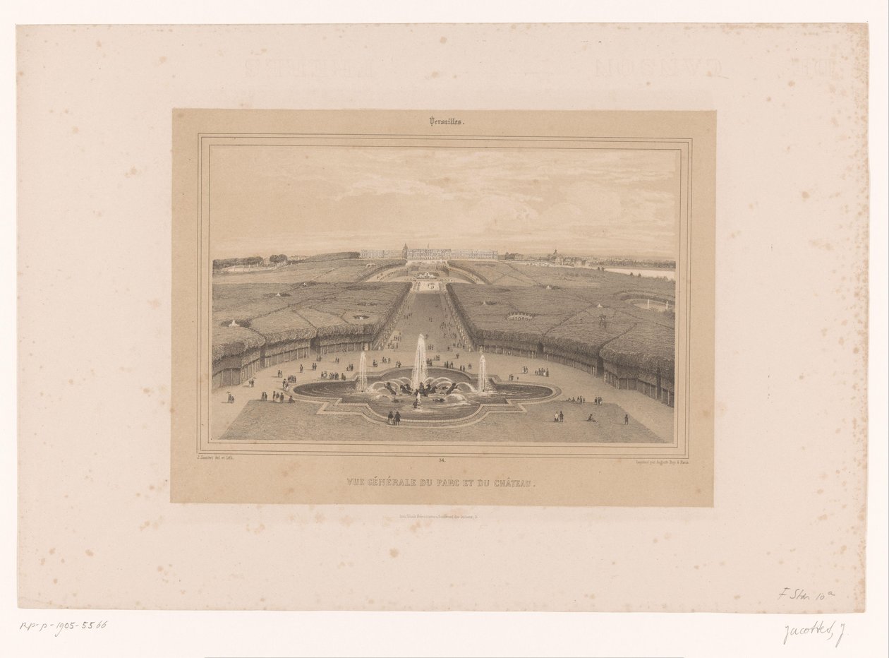 Vista de los jardines de Versalles
Vue générale du Parc et du Château (título en el objeto)
Vistas de París y sus alrededores (título de la serie)
Versalles (título de la serie en el objeto) de Louis Julien Jacottet