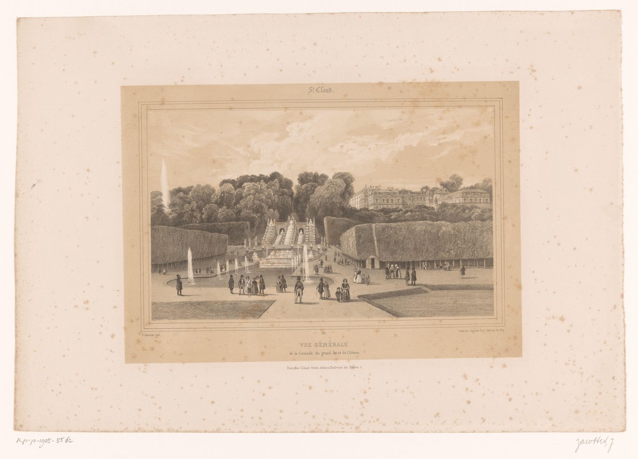 Vista del castillo de Saint-Cloud en el parque de Saint-Cloud
Vue générale de la Cascade, du grand Jet et du Château (título en el objeto)
Vistas de París y sus alrededores (título de la serie)
St. Cloud (título de la serie en el objeto) de Louis Julien Jacottet