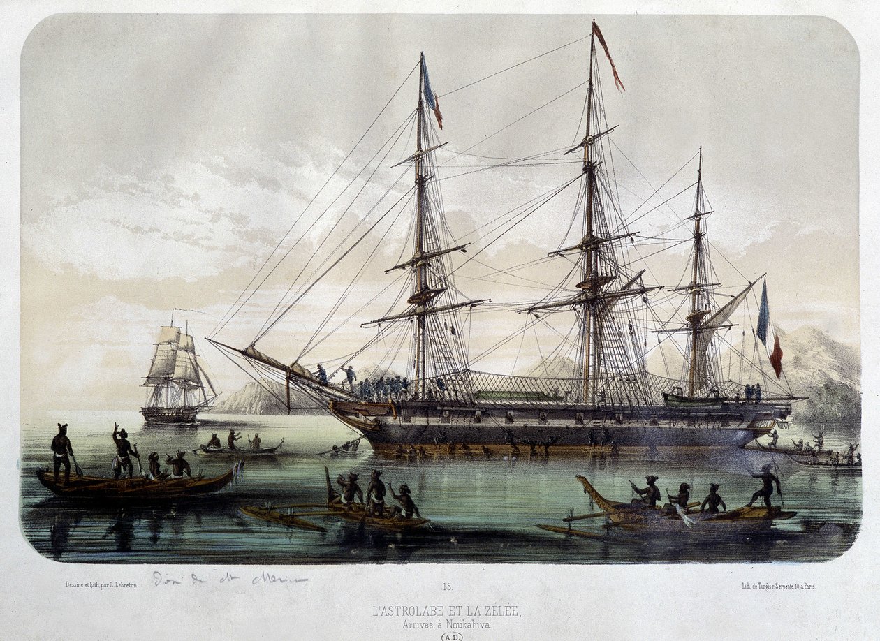 El Astrolabe (nuevo nombre del “Shell”) y el Zelee, barcos de Jules Dumont d