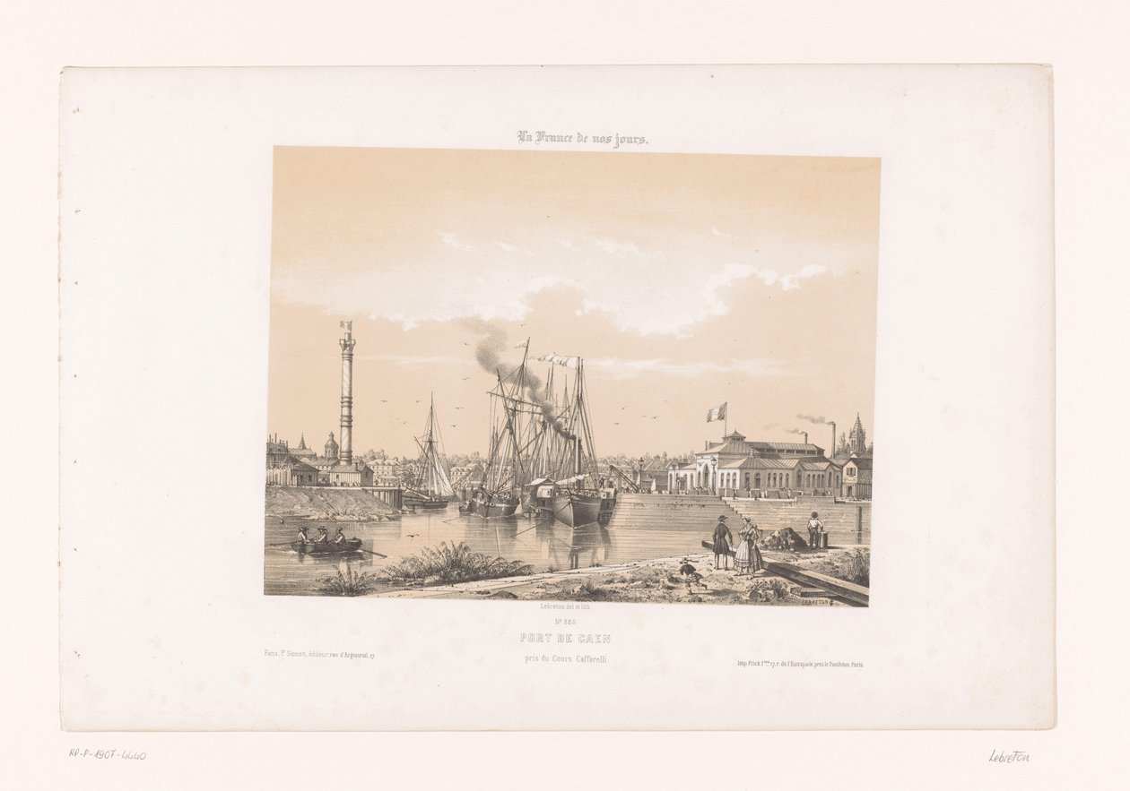 Vista de Caen desde el Cours Caffarelli
Port de Caen, pris du Cours Caffarelli (título en el objeto)
Francia contemporánea (título de la serie)
La France de nos jours (título de la serie en el objeto) de Louis Le Breton