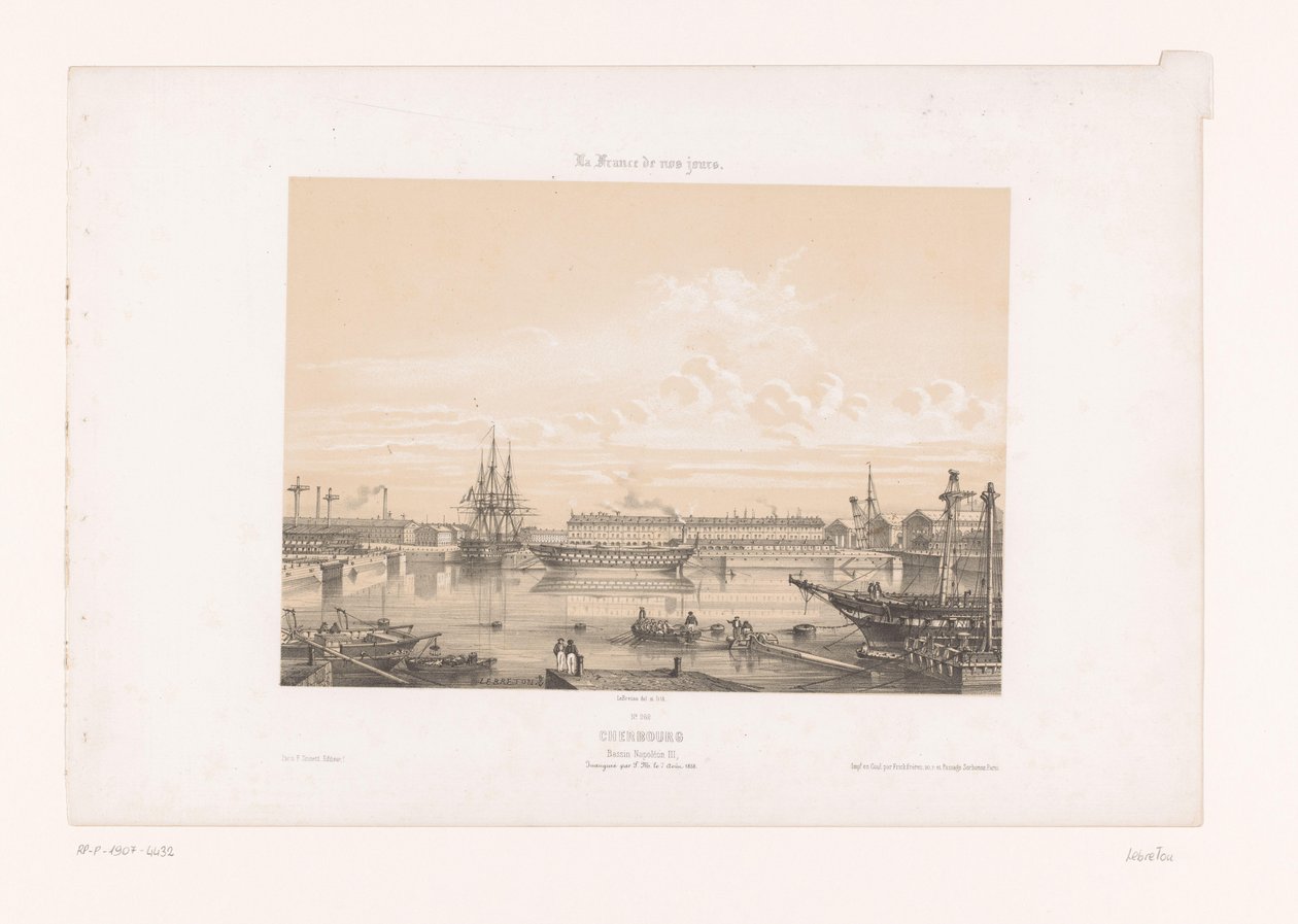 Vista del Bassin Napoléon III cerca del puerto de Cherburgo
Cherburgo. Bassin Napoléon III (título en el objeto)
Francia contemporánea (título de la serie)
La France de nos jours (título de la serie en el objeto) de Louis Le Breton