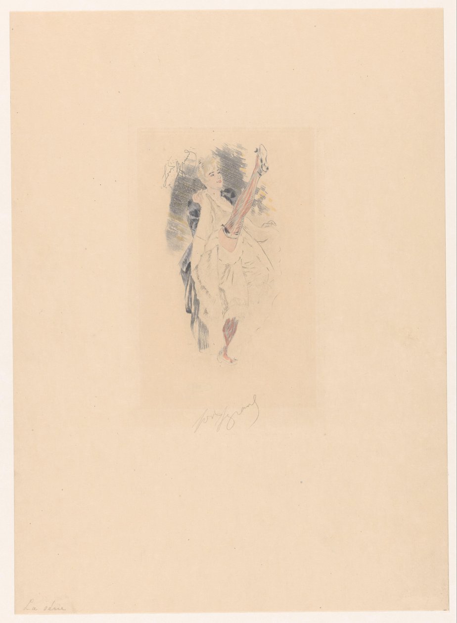 Bailarina de cancán con la pierna levantada La serie (título sobre objeto) de Louis Legrand (signed by artist)