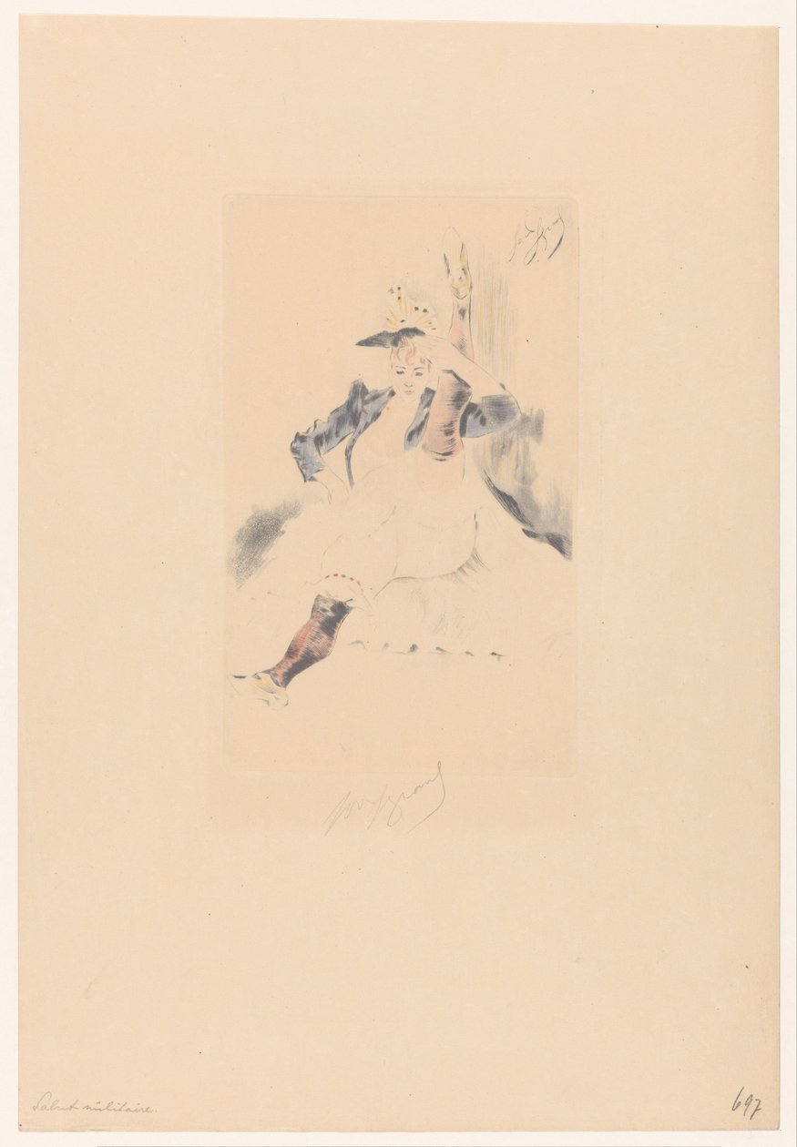 Saludo bailarina de cancan le salut militar de Louis Legrand (signed by artist)