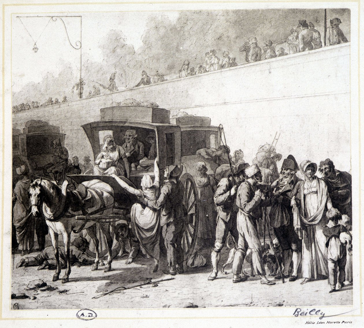 La llegada de una diligencia, heliograbado por Léon Marotte según la pintura de Boilly (1803) de Louis Leopold (after) Boilly