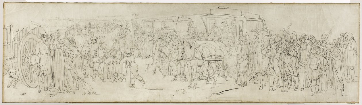 Cucos en el muelle de las Tullerías, hacia 1805 (pincel, tinta china sobre lienzo) de Louis Leopold Boilly