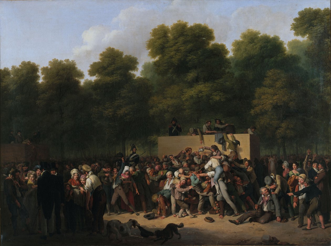 Distribución de vino y comida en los Campos Elíseos con motivo del Rey... de Louis Leopold Boilly