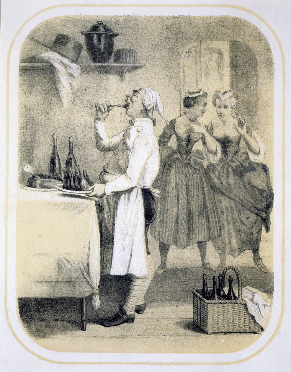 La gula en la cocina, de una serie de grabados que representan los Siete Pecados Capitales, c.1850 de Louis Leopold Boilly