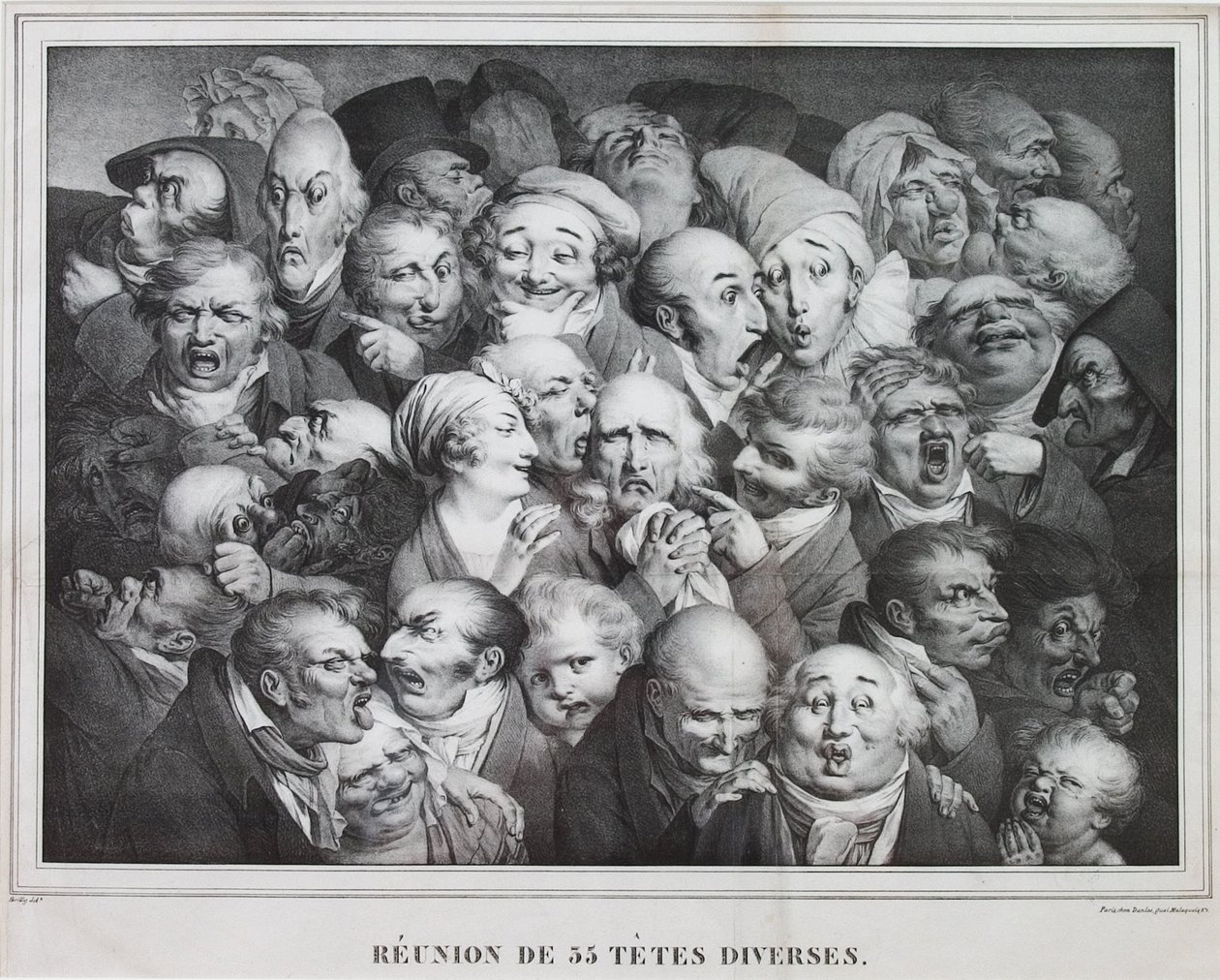 Grupo de Treinta y Cinco Cabezas, 1825 de Louis Leopold Boilly