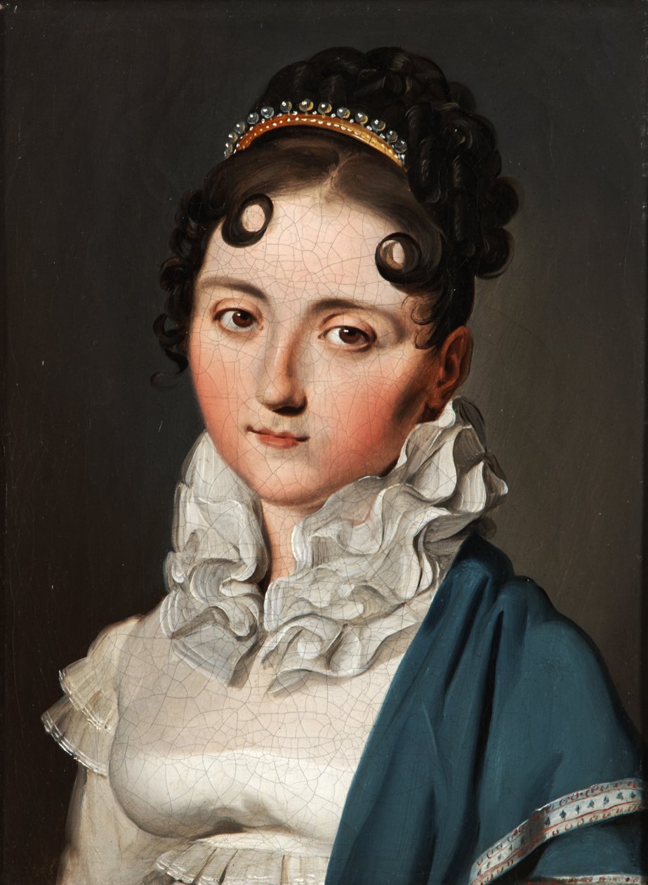 Retrato de una joven con chal verde de Louis Leopold Boilly