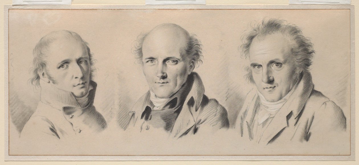 Retratos de Charles Percier, Pierre-François-Léonard Fontaine y Claude-Louis Bernier de Louis Leopold Boilly