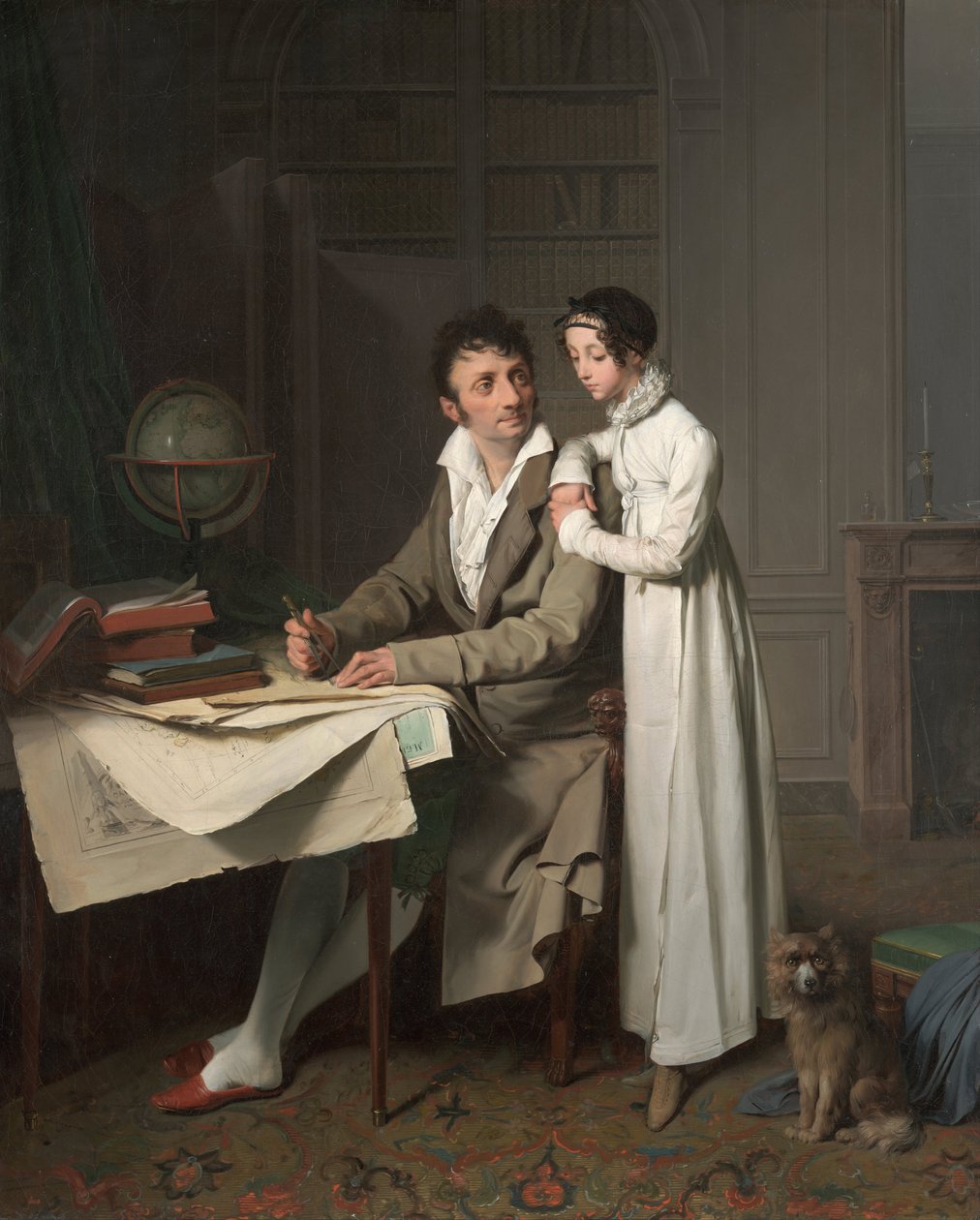 La Lección de Geografía Retrato de Monsieur Gaudry y Su Hija de Louis Leopold Boilly