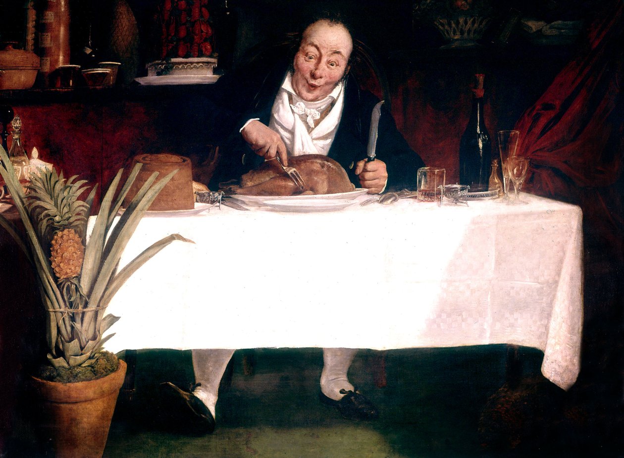 The Gourmand : Hombre comiendo pavo de Louis Leopold Boilly