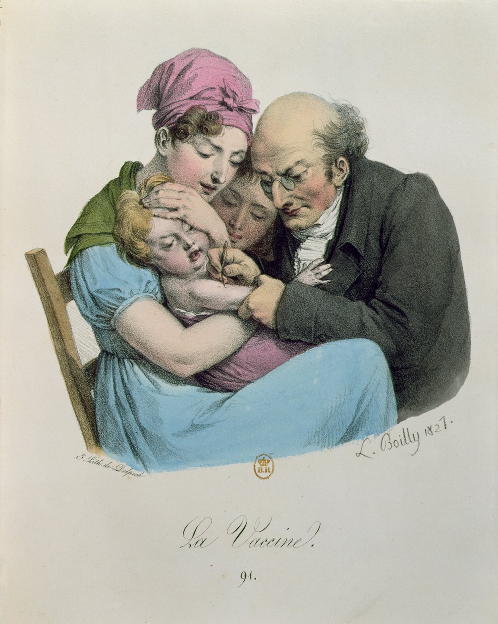 La vacuna, grabado por François Seraphin Delpech, 1827 de Louis Leopold Boilly