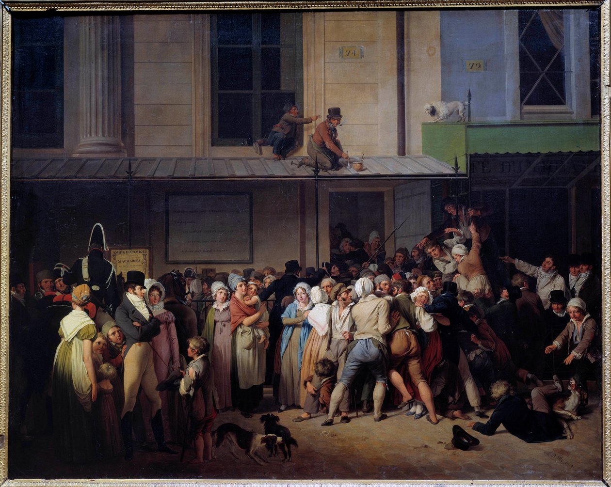 La entrada al teatro de comedia ambigua tiene una representación gratuita de Louis Leopold Boilly