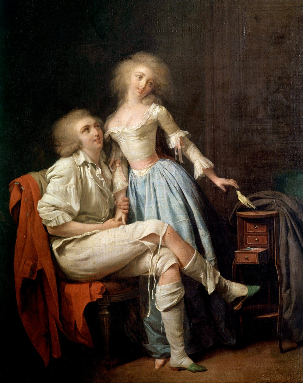 El pájaro privado también dice la pareja y el pájaro vuela de Louis Leopold Boilly