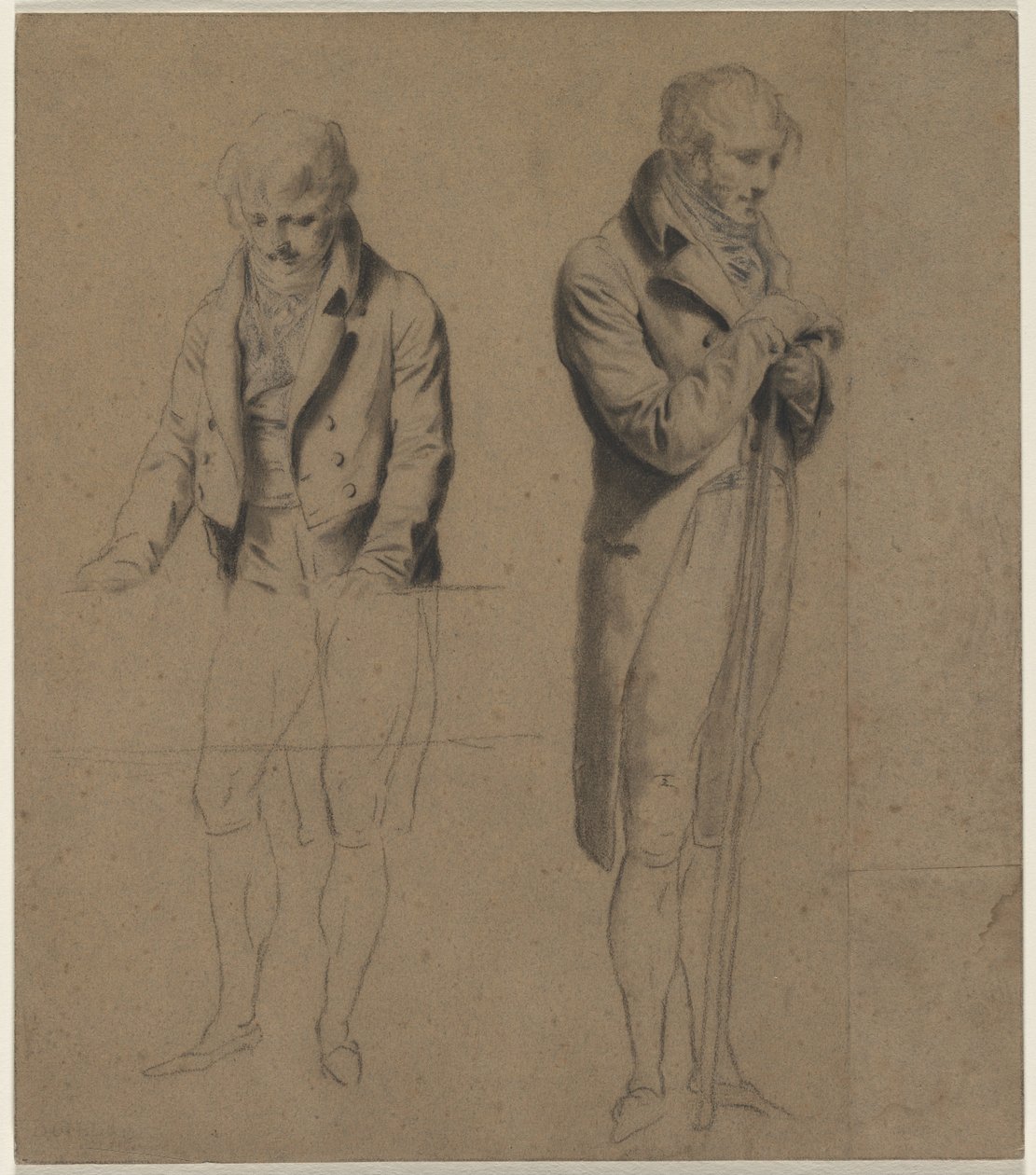 Dos figuras de pie, estudio para Un juego de billar, c. 1807 de Louis Leopold Boilly