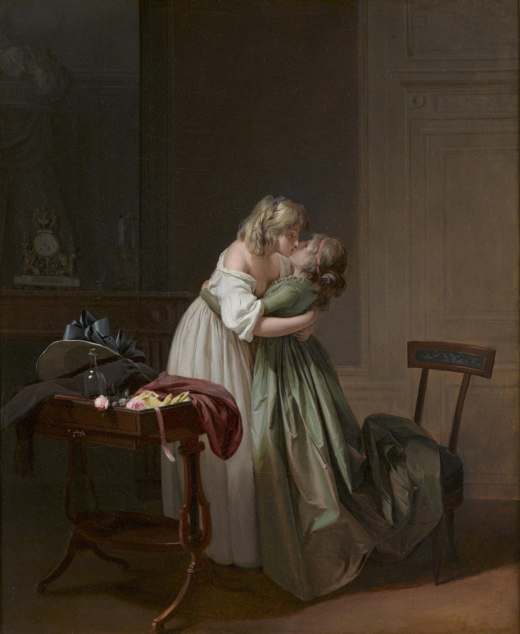 Dos mujeres jóvenes besándose de Louis Leopold Boilly