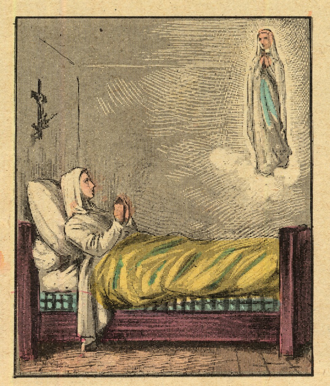 Bernadette Soubirous (1844-1879) - Grabado de "La enseñanza religiosa por los ojos. Álbum maravilloso" de Louis Maitrejean y Georget Ramond - Francia 1910 de Louis Maitrejean