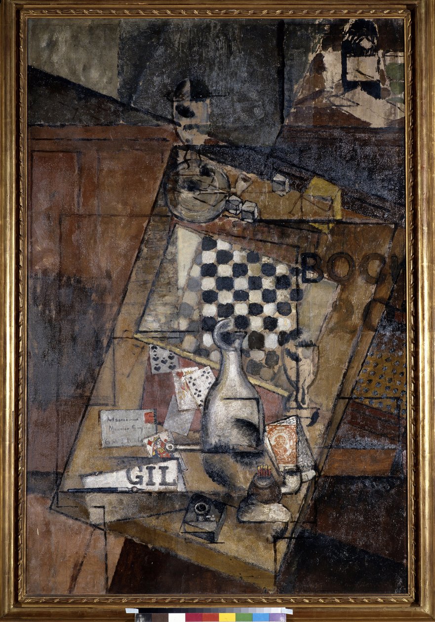 Naturaleza muerta con ajedrez. Pintura de Louis Markus conocido como Louis Marcoussis (1878-1941) de Louis Marcoussis