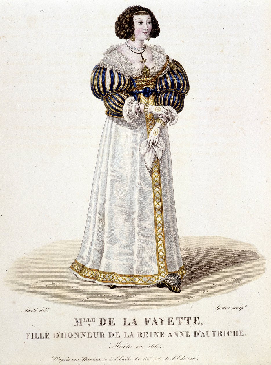 Marie-Madeleine Pioche de La Vergne, Condesa de Lafayette (Madame de la Fayette) (1634-1693), dama de honor de la Reina Ana de Austria. En “Galerie française de femmes célèbres” de Louis Marie Lante