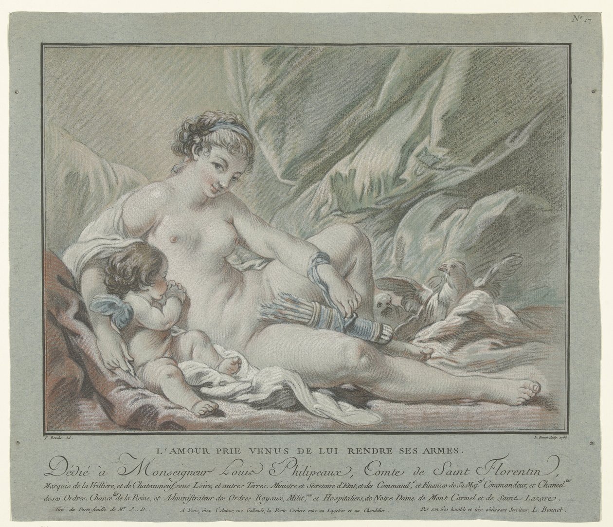 Cupido le ruega a Venus que le devuelva sus flechas L